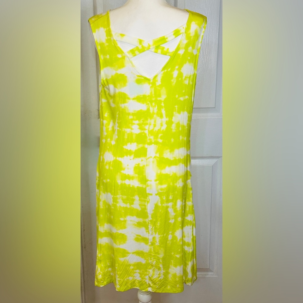 Style & Co Dress Sleeveless Fun Yellow Flip Flop Cut Out Back Knee Length Sz XL - Picture 5 of 9